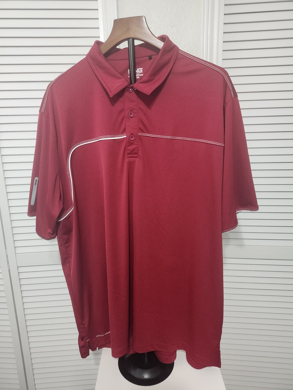 Ping Men's Wine Red Polo with Contrast Piping